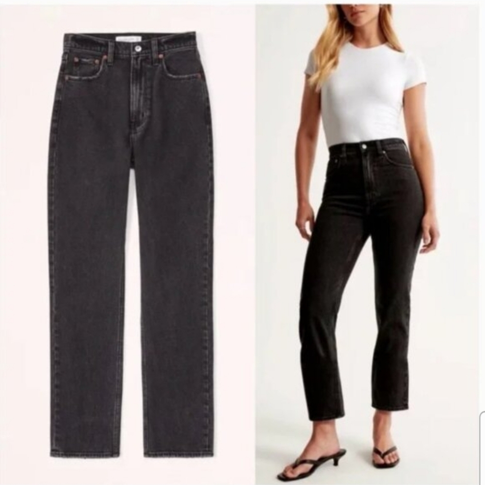 Abercrombie & Fitch Women’s Straight Leg Jeans — Washed Black